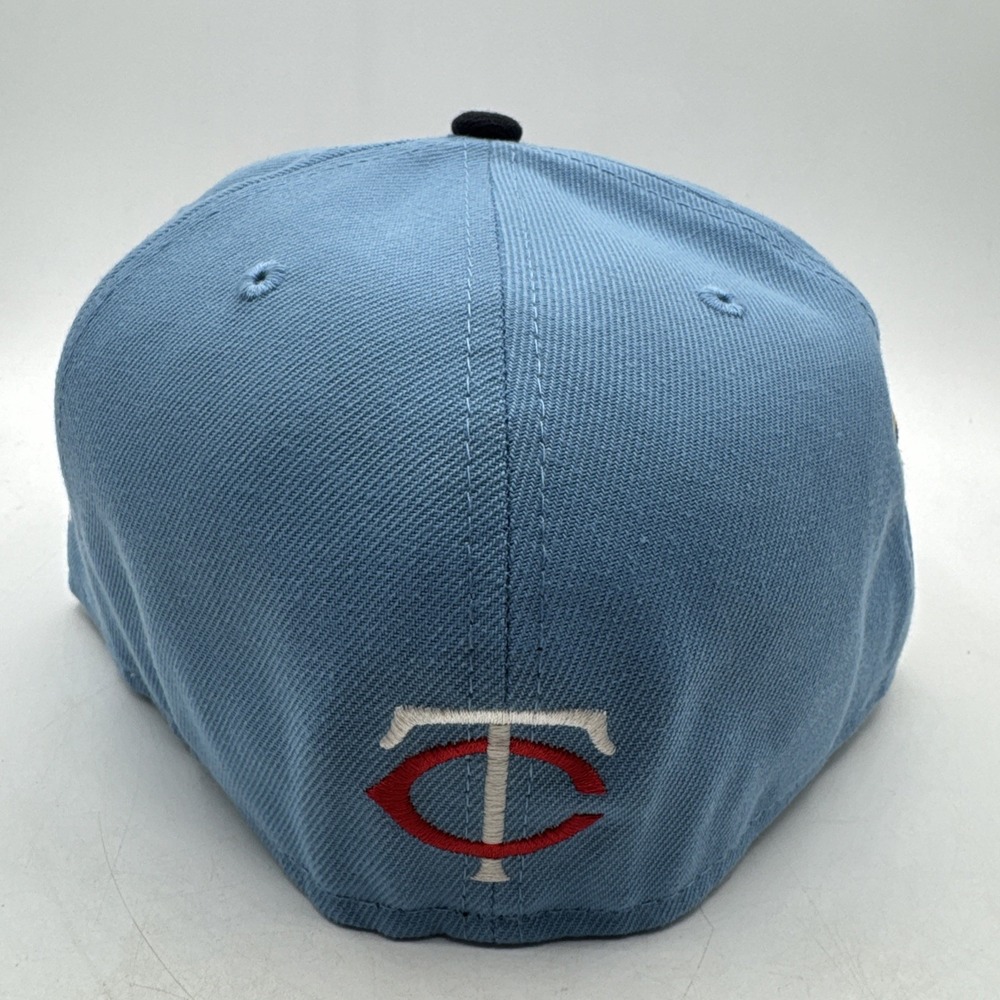 New Era Minnesota Twins 59FIFTY Fitted Hat Cap Powder Blue Navy Brim Patch 7 3/8 - Picture 3 of 6
